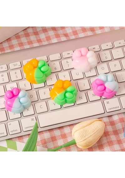 4 Adet Minik Kedi Patisi Pufi Taba Squishy Stres Oyuncağı Pati Sukuşi