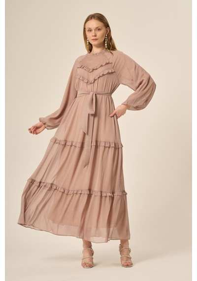 Ftz Women Kadın Simli Elbise Beige 31144 Beige