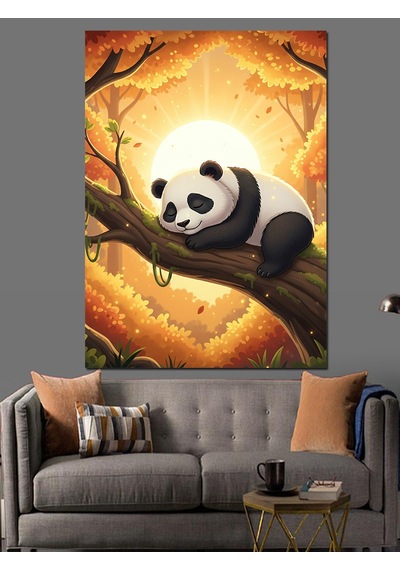 Ahşap Tablo Ağaç Üstünde Panda Yavrusu
