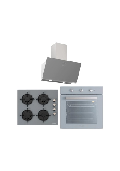 Silverline BO6503S01 - CS5335S01 - 3457 Soho 60 Gri Cam Ankastre Set