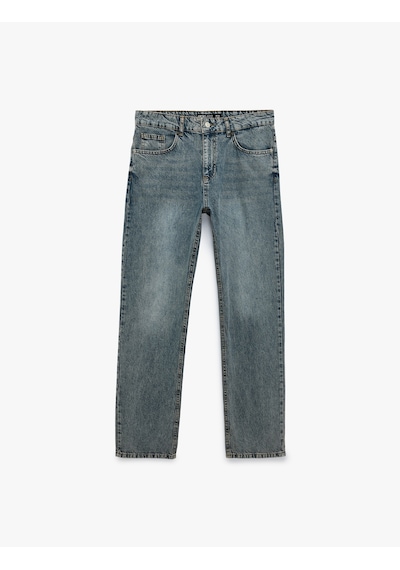 Koton Pamuklu Vintage Straight Fit Jean Pantolon İndigo Stone 7wam40127nd İndigo - Taş