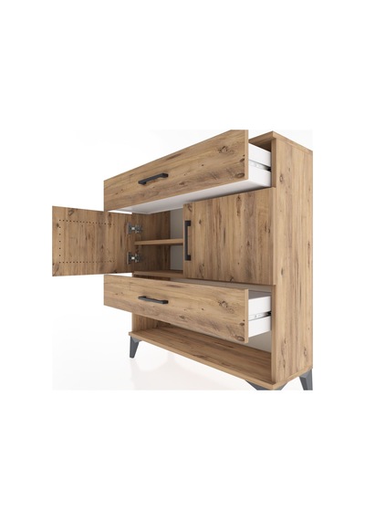 Arges Şifonyer 2 Raflı 2 Çekmeceli 2 Kapaklı 88x30x96 Çam-çam Atlas Çam