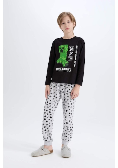 DeFacto Erkek Çocuk Minecraft Pijama Takımı Bisiklet Yaka Uzun Kollu Üst Beli Lastikli Uzun Alt D8101A824WNBK81 DeFacto Erkek Çocuk Minecraft Pijama Takımı Bisiklet Yaka Uzun Kollu Üst Beli Lastikli Uzun Alt D8101A824WNBK81