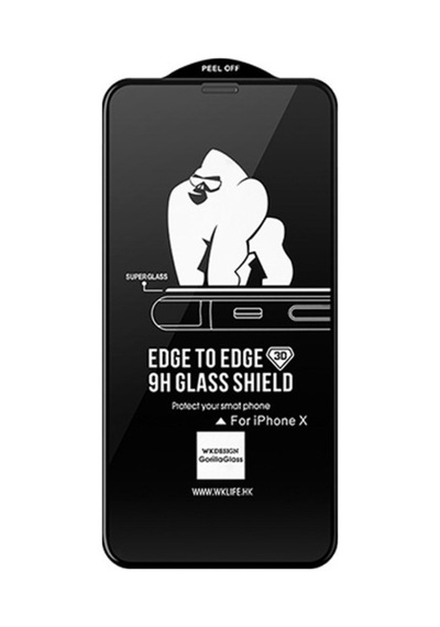 Wk Apple Uyumlu iPhone 12/12 Pro 6.1 Kingkong Curved Tempered Cam Ekran Koruy Siyah