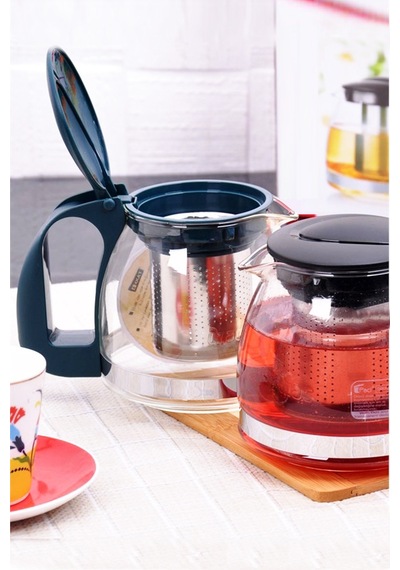 Demlik Süzgeçli Cam Demlik Çay Kahve Bitki Çayı Demliği 700 ML Saydam