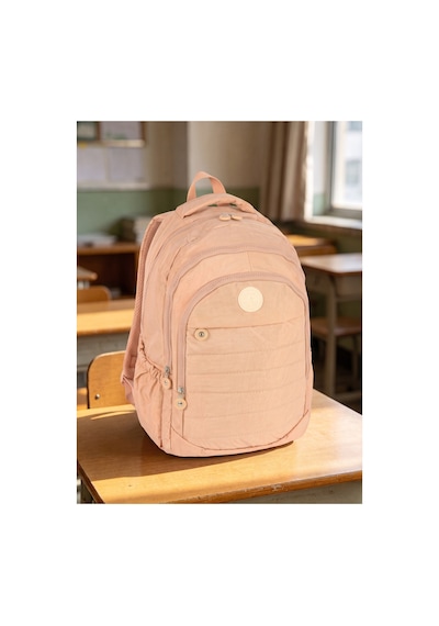 Çok Bölmeli Günlük Sırt Çantası Kız Erkek Okul Çantası Su Geçirmez Büyük Boy Pembe Pembe