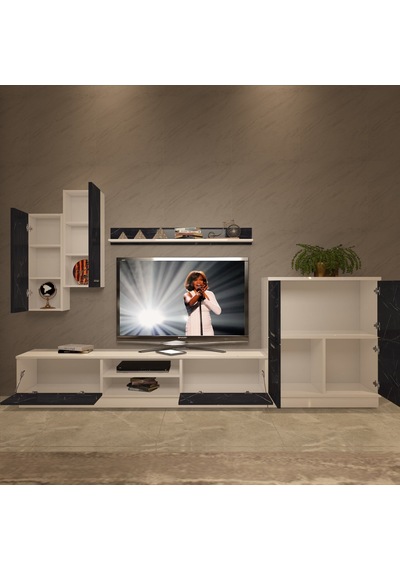 Decoraktiv Eko 6b Mdf Dvd Tv Ünitesi Tv Sehpası - Beyaz Siyah Mermer Beyaz - Royal Mermer Decoraktiv Eko 6b Mdf Dvd Tv Ünitesi Tv Sehpası - Beyaz Siyah Mermer Beyaz - Royal Mermer