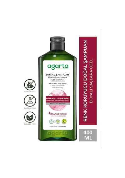 Agarta Boyalı Saçlar için Renk Koruyucu ve Canlandırıcı Tuzsuz Şampuan 400 ML