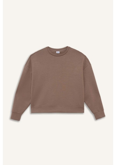 Defacto Defactofit Oversize Geniş Kalıp Bisiklet Yaka Modal Sporcu Sweatshirt E8954ax25aubn576 Kahve