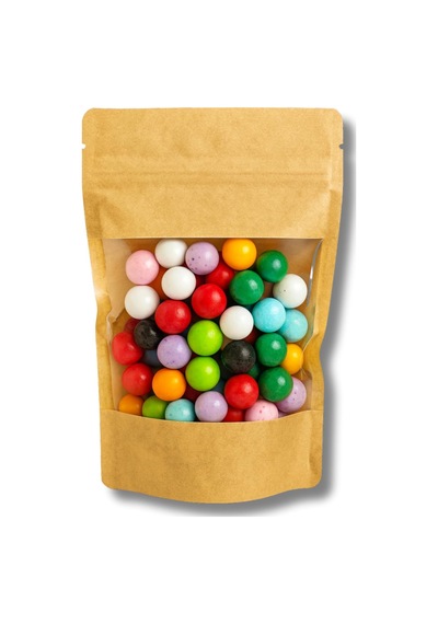 Kraft Geniş Pencereli Doypack, Zip Kilitli, Dik Duran, Gıda Saklama Torbası 100, 13x22,5 Çok Renkli