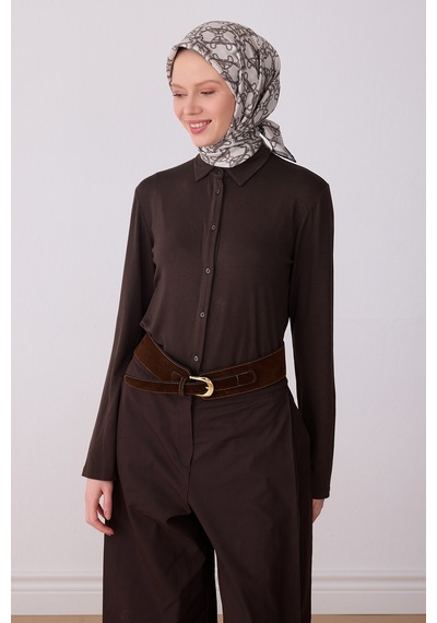 Klasik Desen İpek Twill Eşarp - 2026 İlkbahar-yaz T 4328 Taş