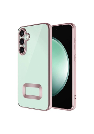 Galaxy Uyumlu S23 Fe Kılıf Kamera Korumalı Logo Gösteren Zore Omega Kapak Rose Gold