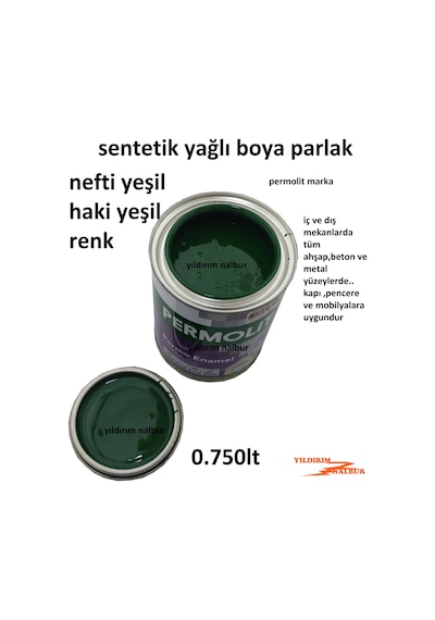 Nefti Yeşil Sentetik Yağlı Boya 0.750lt Haki Yeşil Renk Ahşap Met