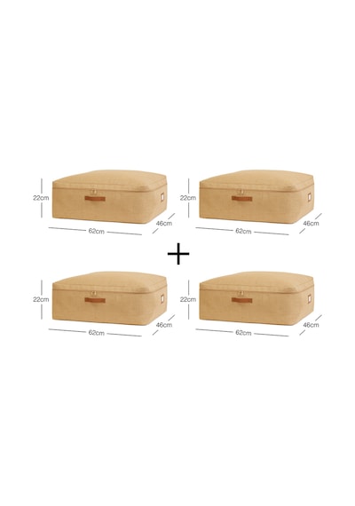 Ocean Home Textile 4'lü Büyük Boy Jüt Baza Altı Hurç Set 62 X 46 X 22 Cm Naturel