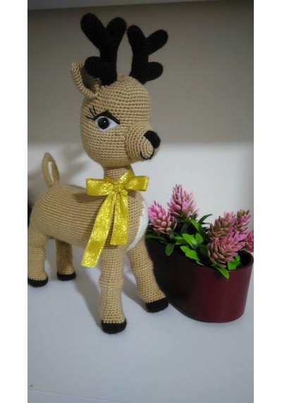 Amigurumi El İşi Doğal Oyuncak Yılbaşı Geyiği Puzzy