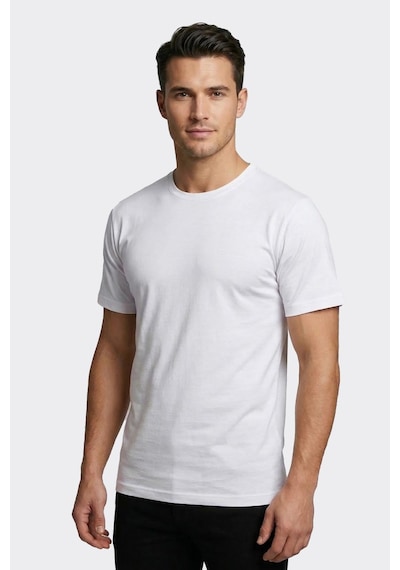 Uki Ekru Modal Bisiklet Yaka T-shirt