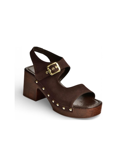 Fox Shoes Y996793502 Kahverengi Süet Kalın Topuklu Kadın Ayakkabı Kahverengi