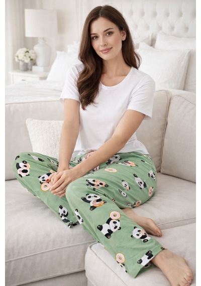 Remsa Kadın Viskon Kumaş Penye Tek Pijama Alt 23 Yeşil