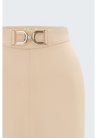 Sateen Aksesuar Detaylı Pantolon - Taş-137805