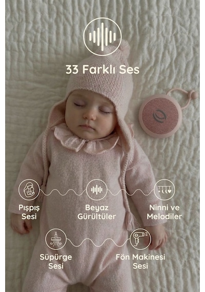 Beyaz Gürültü Cihazı | 33 Sesli, Pışpışlı ve Ninnili Radyasyon İçermeyen Bebek Uyku Arkadaşı