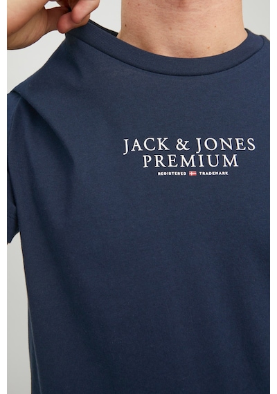 Jack & Jones Erkek Jprbluarchıe Baskı Detaylı T-Shirt 12217167 La Lacivert - Beyaz