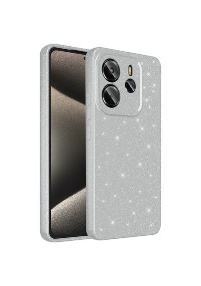 Xiaomi Redmi Note 14 Kılıf Kamera Korumalı Simli Lüks Zore Koton Kapak Gümüş