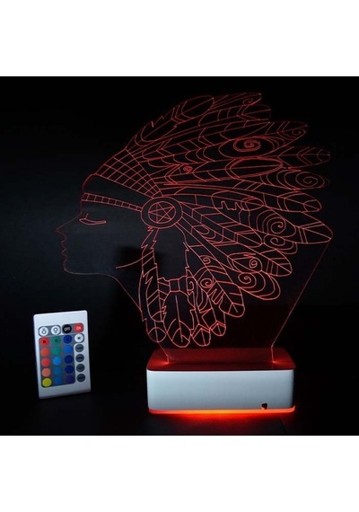 Özel Tasarım Kızılderili 3D Led Lamba