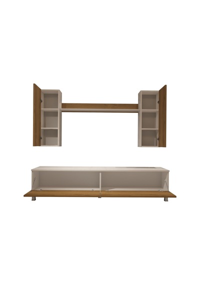 Decoraktiv Eko 5d Mdf Std Krom Ayaklı Tv Ünitesi Tv Sehpası - Beyaz Pera Beyaz - Meşe