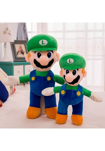 İthal Kadifemsi Kumaş Süper Mario Luigi Peluş Oyuncak 27 Cm Uyku Oyun Arkadaşı Orta Boy Yeşil Çok Renkli