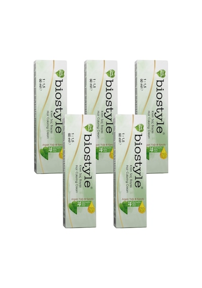 Biostyle Bitki Özlü Argan Ve Keratin 7.34 Karamel 5 Adet 60 Ml Saç Boyası Oksidansız
