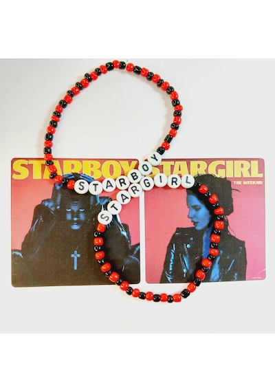 Crystal Atelier Starboy & Stargirl Siyah-kırmızı Boncuklu Çift Sevgili Bileklik Kırmızı - Siyah