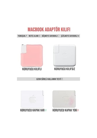 Macbook Şarj Adaptör Kılıfı Silikon 96w 87w 85w Magsafe Usb-c Uyumlu A3427 A3185 A2992 A2779 A2442 A2141 A1990 A1707 A1398 A1297 A1286 Esnek İnce Koruyucu Kapak Beyaz