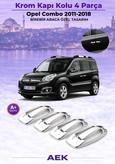Opel Combo Kapı Kolu + Çerçeve 2011-2018 Paslanmaz Çelik