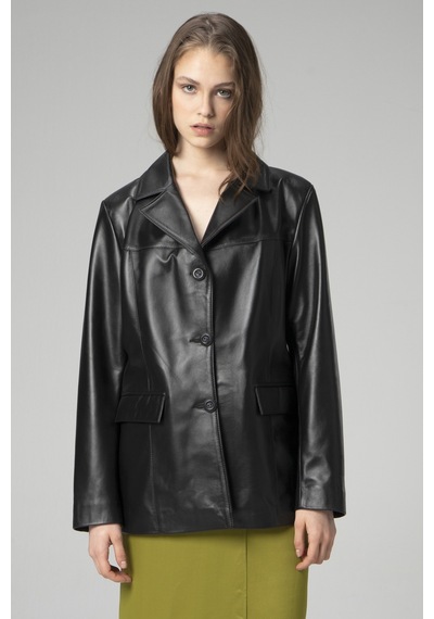Dericlub Wm035 Gerçek Deri Kadın Blazer