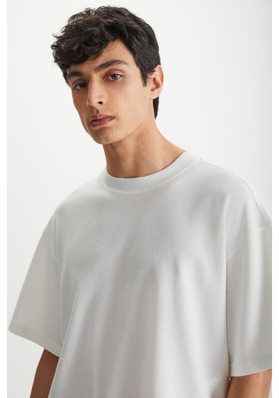 Grımelange Franter Erkek 100% Pamuk Waffle Baskılı Ekru T-shirt