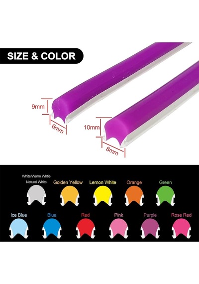Pembe 6mm İkinci Nesil Silikon Neon Led Şerit Kılıfı 5 Metre Difüzör Tüp Led Hariç Diğer