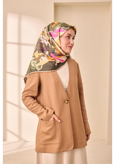 Silk Home Twill İpek Eşarp 11475-22 Koyu Yeşil, Kiremit, Siyah, Krem, Pembe