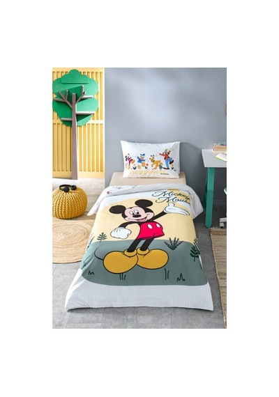 Özdilek Mickey Mouse Nomadic Tek Kişilik Disney Lisanslı Lastikli Fitted Çarşaf Çocuk Nevresim Takımı 4452 Sarı