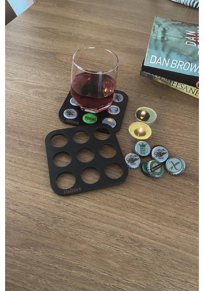 Bardak Altlığı 1 Adet Şişe Kapağı Eklenen Soda Gazoz Bira Kapağı Sonradan Eklemeli Siyah