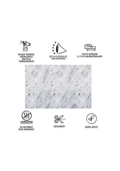 Tink Kendinden Yapışkanlı Gri Dalgalı Desenli Pvc Panel 41x62 Cm