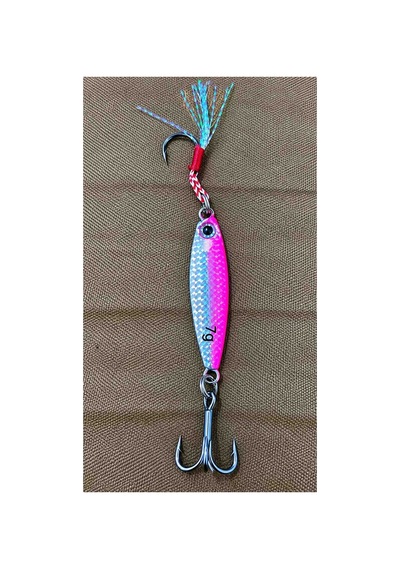 7 Gr Pembe Gümüş Hologramlı Metal Jig Olta Kaşığı 3d Gözlü Çift Iğneli Parlak Püsküllü Balık