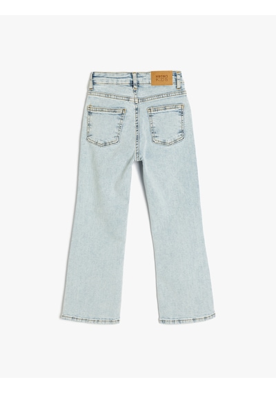 Koton Slim Fit İspanyol Paça Cepli Jean Pantolon Lıght Indıgo 5skg40062ad Açık Mavi