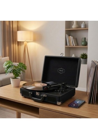 Siyah Turntable Ve Bluetooth Destekli Müzik Deneyimi