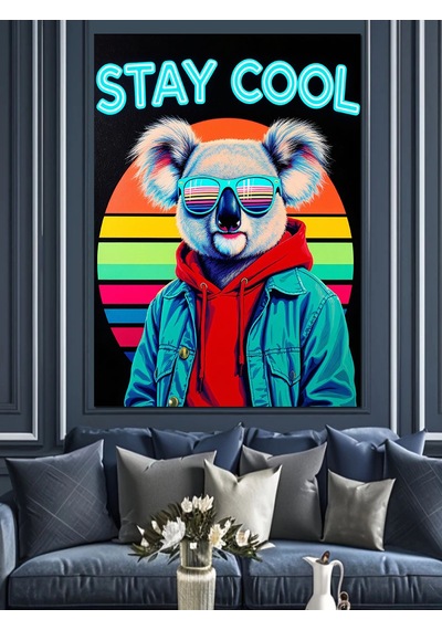 Gözlüklü Havalı Koala Posteri Dekoratif Kanvas - Mdf Ahşap Tablo