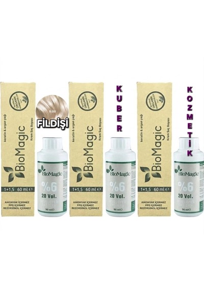 Biomagic 11.00 Fildişi Organik İçerikli Amonyaksız Kalıcı Saç Boyası 3 Boya+ 3 Oksidan