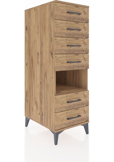 Kronos Dolap Tek Raflı 6 Çekmeceli 44x59x134 Çam-çam Atlas Çam