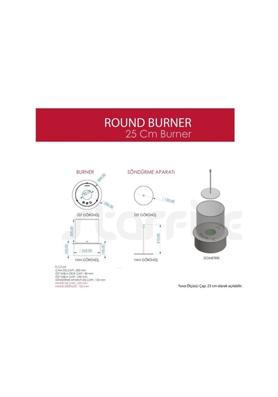 Copart 25 Cm Yuvarlak Burner Bacasız Şömine