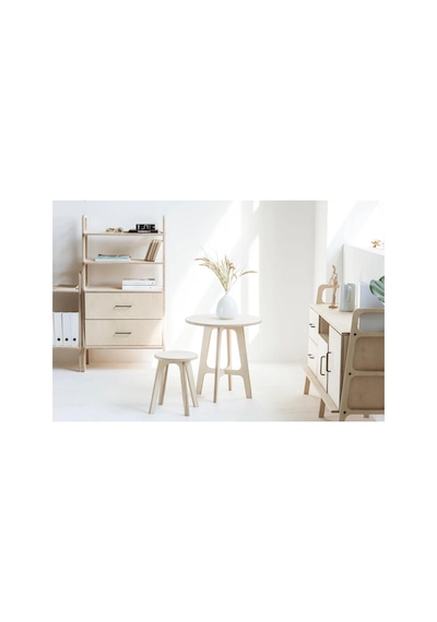 Woodesk Breva, Ahşap Orta Sehpa, Coffee Table, 60x60 Beyaz Renk