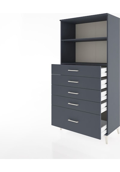 Hyperion Dolap 2 Raflı 5 Çekmeceli 88x44x182 Antrasit-antrasit Antrasit