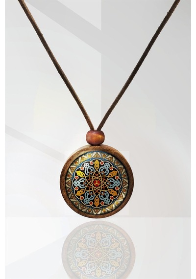 Mandala Ahşap Kolye N11.29021 Siyah